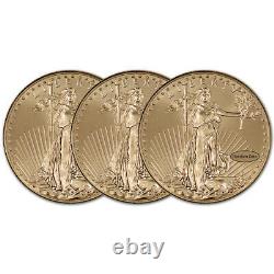 Américaine Gold Eagle (1 Oz) 50 $ Bu Au Hasard Date De Trois (3) Pièces