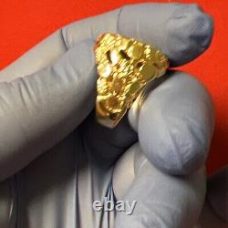 Bague en or 14 carats pour homme avec une pièce NUGGET et un aigle américain de 22 carats 1/10 oz, taille 8.