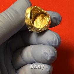Bague en or 14 carats pour homme avec une pièce NUGGET et un aigle américain de 22 carats 1/10 oz, taille 8.