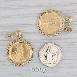 Boucles d'oreilles en pièces American Eagle en or 1994, 14 carats et 22 carats, 1/10 oz chacune.