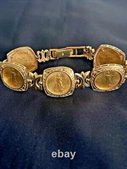 Cadre 14k Et 22k Gold 2000 Liberty American Eagle Coin Bracelet (5 Pièces)