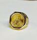 Charm Homme 20 Mm Coin American Eagle Ring Avec Vintage Real 14k Or Jaune