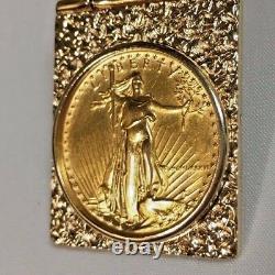Clip Argent Or Jaune 14k Avec 1/4 Oz American Eagle Gold Coin