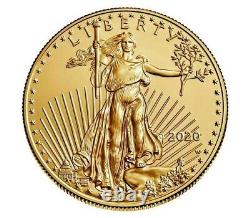 Confirmé Expédié! American Eagle 2020 One Ounce Gold Pièce Non Circulée 20eh