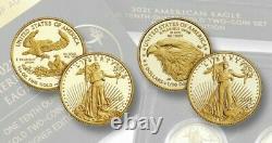 En Hand American Eagle 2021 One-tenth Ounce Gold Two-coin Set Designer Edition