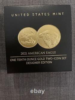 En Main American Eagle 2021 One-tenth Ounce Gold Two-coin Set Designer Edition