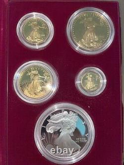 Ensemble de 5 pièces commémoratives en or et en argent American Proof Gold & Silver Eagle 10e anniversaire de 1995-W
