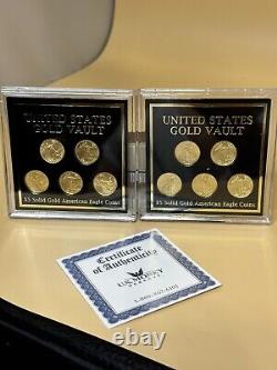 Ensemble de collectionneur de 10 pièces d'aigle américain en or massif de 5 $ dans le coffre-fort des États-Unis