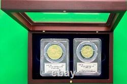 Ensemble de deux pièces d'or Aigle 1987, 1987-w $50 et 1987-p $25, certifiées Pcgs Pr70 et signées par Mercanti