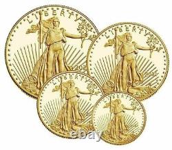 Ensemble de quatre pièces d'or American Eagle 2021 en édition limitée de la Monnaie de West Point