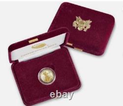 États-Unis : Pièce de monnaie PROOF American Gold Eagle de 1/10 oz de 2020 avec boîte d'origine de la Monnaie américaine et COA
