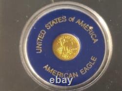 États-unis American Eagle 24k Pièce En Or Massif Ronde 50 $ Miniature Ngm Monnaie