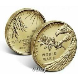 Fin De La Seconde Guerre Mondiale 75e Anniversaire 24-karat 1/2oz Gold Coin Livraison Gratuite