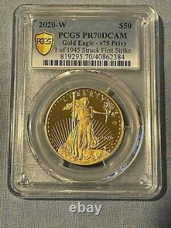 Fin De La Seconde Guerre Mondiale 75e Anniversaire American Eagle Gold Proof Coin Pcgs Pr 70