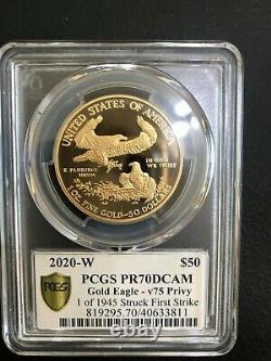 Fin De La Seconde Guerre Mondiale 75e Anniversaire American Eagle Gold Proof Coin Pcgs Pr70