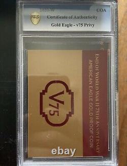 Fin De La Seconde Guerre Mondiale 75e Anniversaire American Eagle Gold Proof Coin V75 Pr69
