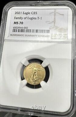 Flawless 2021 Gold Eagle Ngc Lambbed And Graded Perfect Ms70 5 $ Eagle Type 1