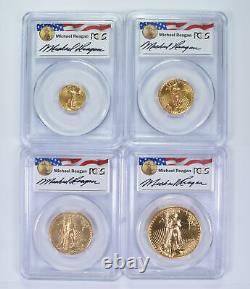 Lot (4) Ms69 1992 $5-$50 American Gold Eagles Reagan Legacy Seriess Pcgs 9544