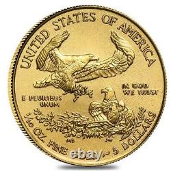 Lot De 2 2021 1/10 Oz Gold American Eagle $5 Coin Bu