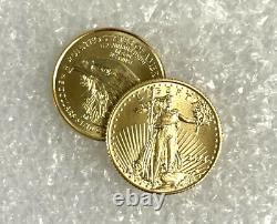 Lot De 2 Gold 2023 Gold 1/10 Oz Gold American Eagle 5 $ Us Mint Gold Eagle Coins