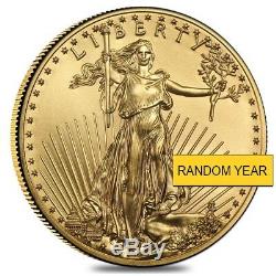 Lot De 5 1 Oz D'or American Eagle 50 $ Monnaie Bu (random Année)