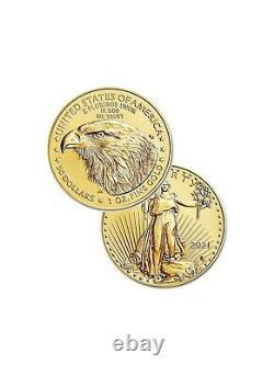 Lot De 5 Pièces D'or 2021 Us 1oz American Eagle 50 $ Gold Eagle Type 2