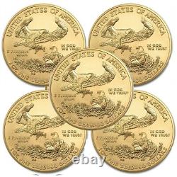 Lot De 5 Random Année 1 Oz Or American Eagle Coin Marque Nouveau Bu In Stock