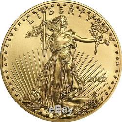 Lot De 50 2020 1/10 Oz D'or American Eagle Coin Bu Dans Us Mint Tube