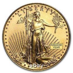Monnaie Américaine 1/10 Oz Gold American Eagle Random Date $5 Gold Coin Bu