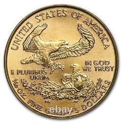 Monnaie Américaine 1/10 Oz Gold American Eagle Random Date $5 Gold Coin Bu