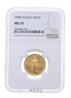 Ms70 1986 $10 American Gold Eagle Graded Ngc 4086