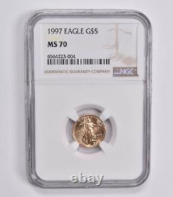 Ms70 1997 $5 American Gold Eagle 1/10 Oz Gold Ngc 3843