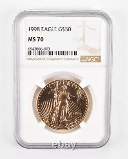 Ms70 1998 50 $ Aigle D'or Américain Classé Ngc 0522
