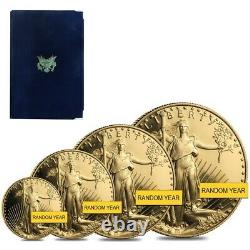 Or American Eagle 1,85 Oz Proof 4 Coin Set (random Année, Withbox & Coa)