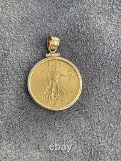 Pendentif American Eagle Liberty Coin avec chaîne gratuite plaquée or jaune 14 carats