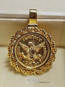 Pendentif en forme de pièce en or d'une balance d'aigle américain, en or jaune 14 carats