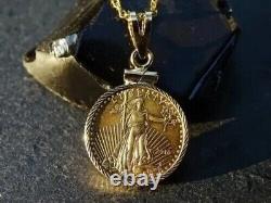 Pendentif en or plaqué 14k avec chaîne gratuite American Eagle Coin Liberty Gold