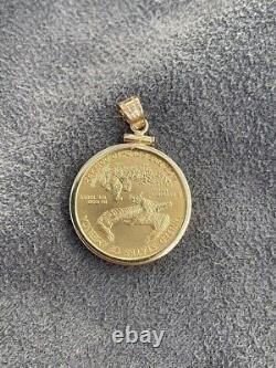 Pendentif unisexe en argent plaqué or jaune 14 carats sans pièce américaine en pierre aigle