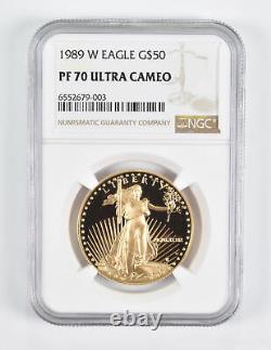 Pf70 Ucam 1989-w 50 $ American Gold Eagle 1 Oz. 999 Or Fin Ngc 1697