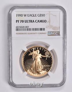 Pf70 Ucam 1990-w 50 $ American Gold Eagle 1 Oz. 999 Or Fin Ngc 3555