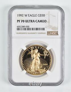 Pf70 Ucam 1992-w 50 $ American Gold Eagle 1 Oz. 999 Or Fin Ngc 1596