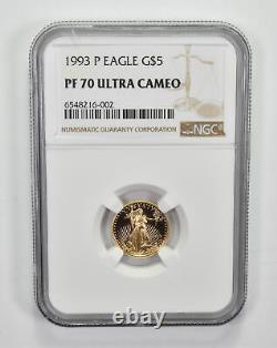 Pf70 Ucam 1993-p 5 $ Aigle D'or Américain Classé Ngc 0665