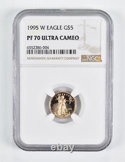 Pf70 Ucam 1995-w 5 $ American Gold Eagle 1/10 Oz. 999 Or Fin Ngc 1690