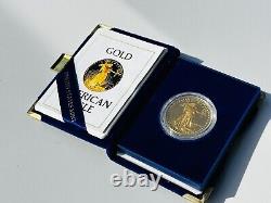 Pièce d'or américaine American Gold Eagle Proof 1 oz 1986-W (Boîte, CoA)