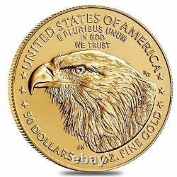 Pièce de 1 once d'or American Eagle de 2023 de 50 dollars en qualité de frappe brillante.
