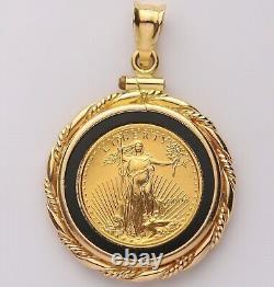 Pièce de monnaie américaine Aigle de 20 mm dans un pendentif encastré plaqué or jaune 14k sans pierre