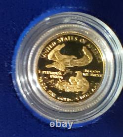 Pièce de monnaie américaine American Eagle Proof en or de 1992 1/10 oz. US Mint OGP/COA