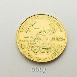 Pièce de monnaie de liberté American Eagle de 5 dollars en or jaune 14 carats, pesant 1/10 d'once, de l'année 1999