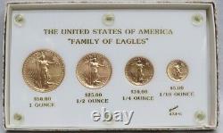 Premier Jour D'émission 1986 Gold American Eagle Gem Mint State 4 Coin Set 1.85 Oz