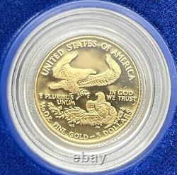 Preuve 1989 $5 American Gold Eagle 1/10 Oz Or Avec OGP
